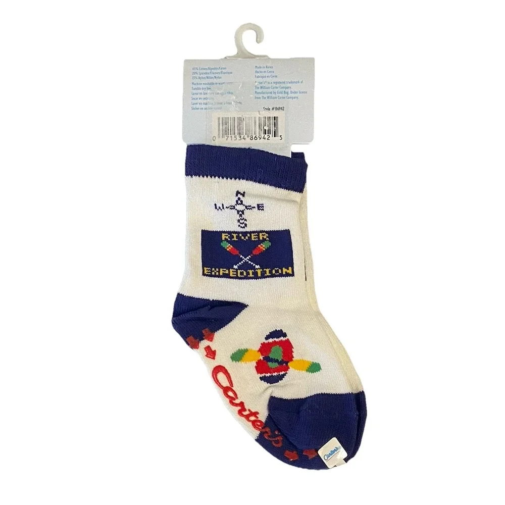 Carter's‎ Baby Socks Deadstock Vintage Canoe NWT 6-12 Months Shower Gift Retro